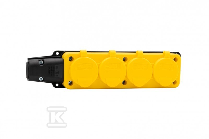 Listwa gumowa 4x230V 16A SCHUKO żółta - F6.0404